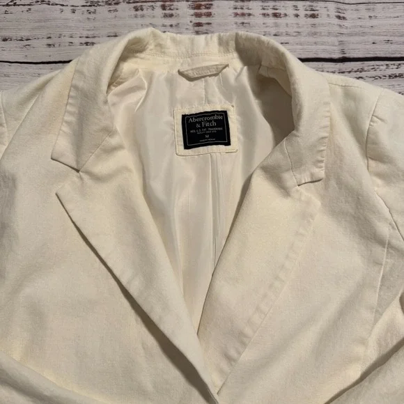 Abercrombie and Fitch Off White Blazer‎ Jacket Women's Size Medium - Picture 2 of 11